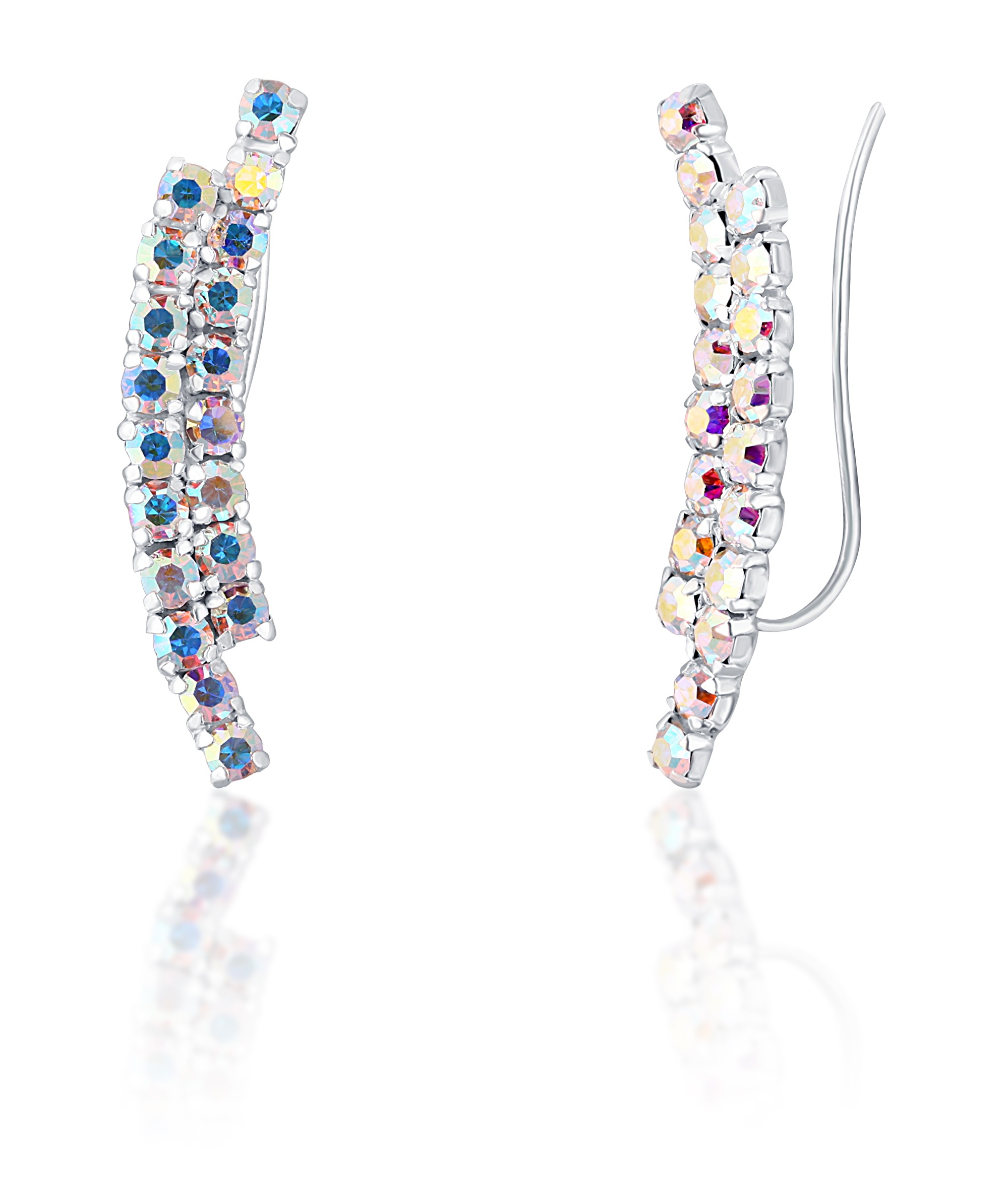 JwL Luxury Pearls -  Blyštivé podélné náušnice s krystaly JL0741