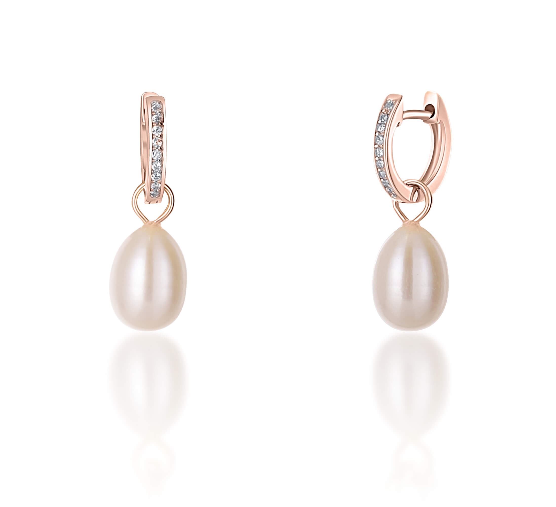 JwL Luxury Pearls -  Bronzové kruhové náušnice á la vévodkyně Kate s pravou perlou a zirkony 3v1 JL0687