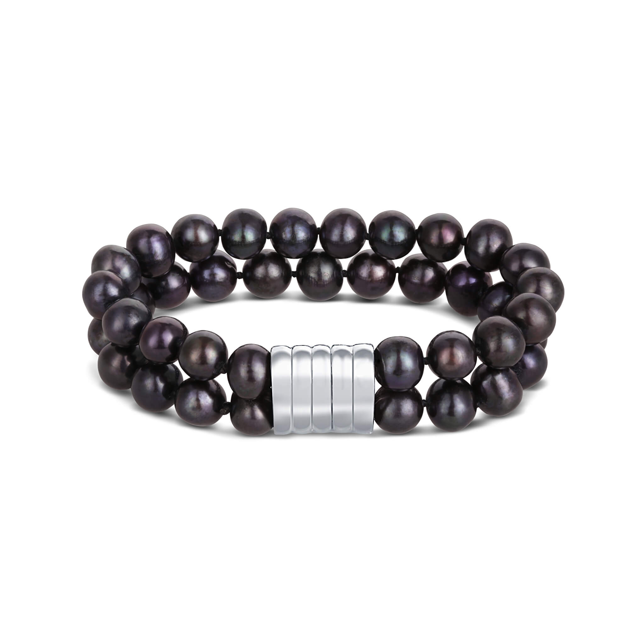 JwL Luxury Pearls Dvojitý/dvojradový náramok z pravých čiernych perál JL0599