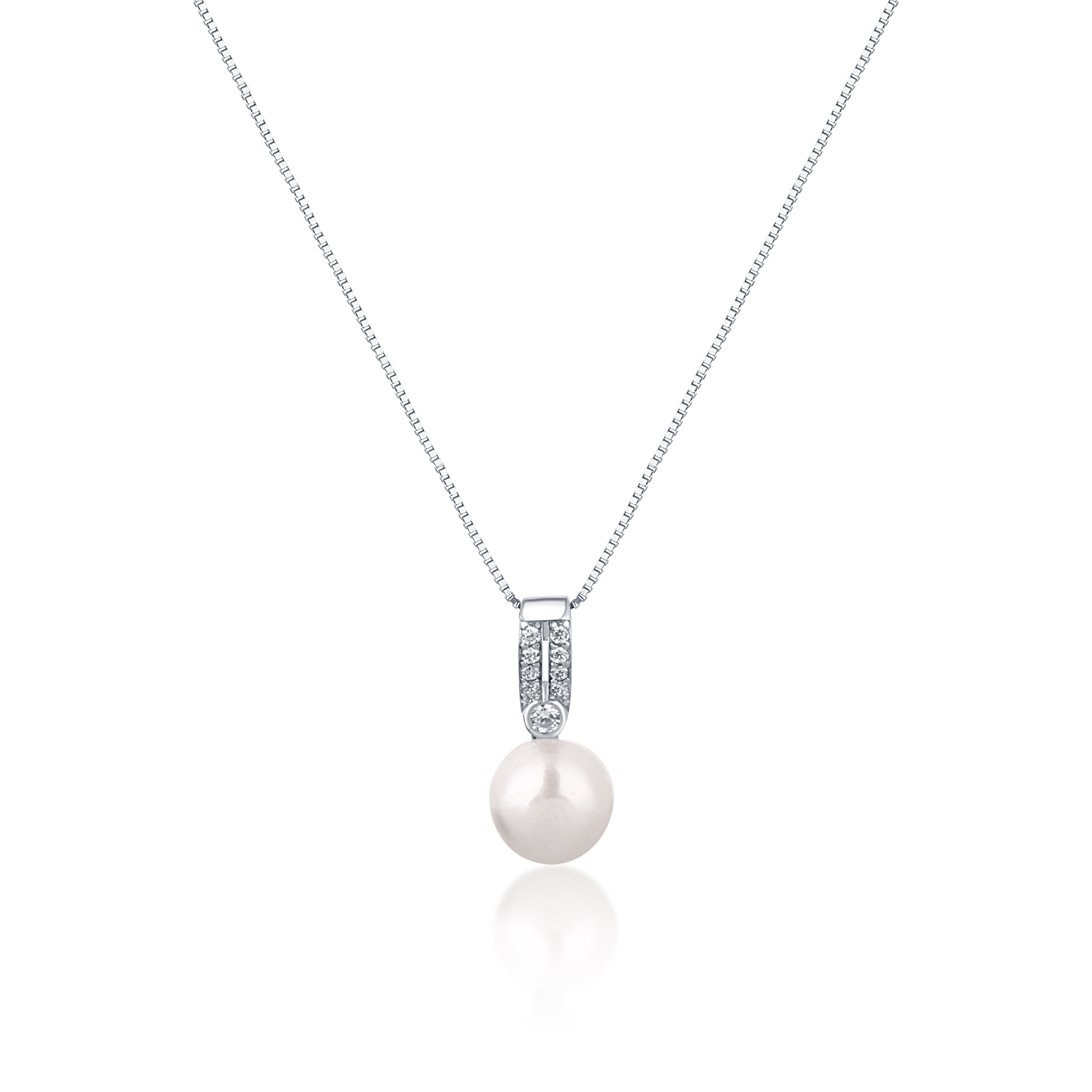 JwL Luxury Pearls Elegantný náhrdelník s pravou perlou a zirkónmi JL0748 (retiazka, prívesok)