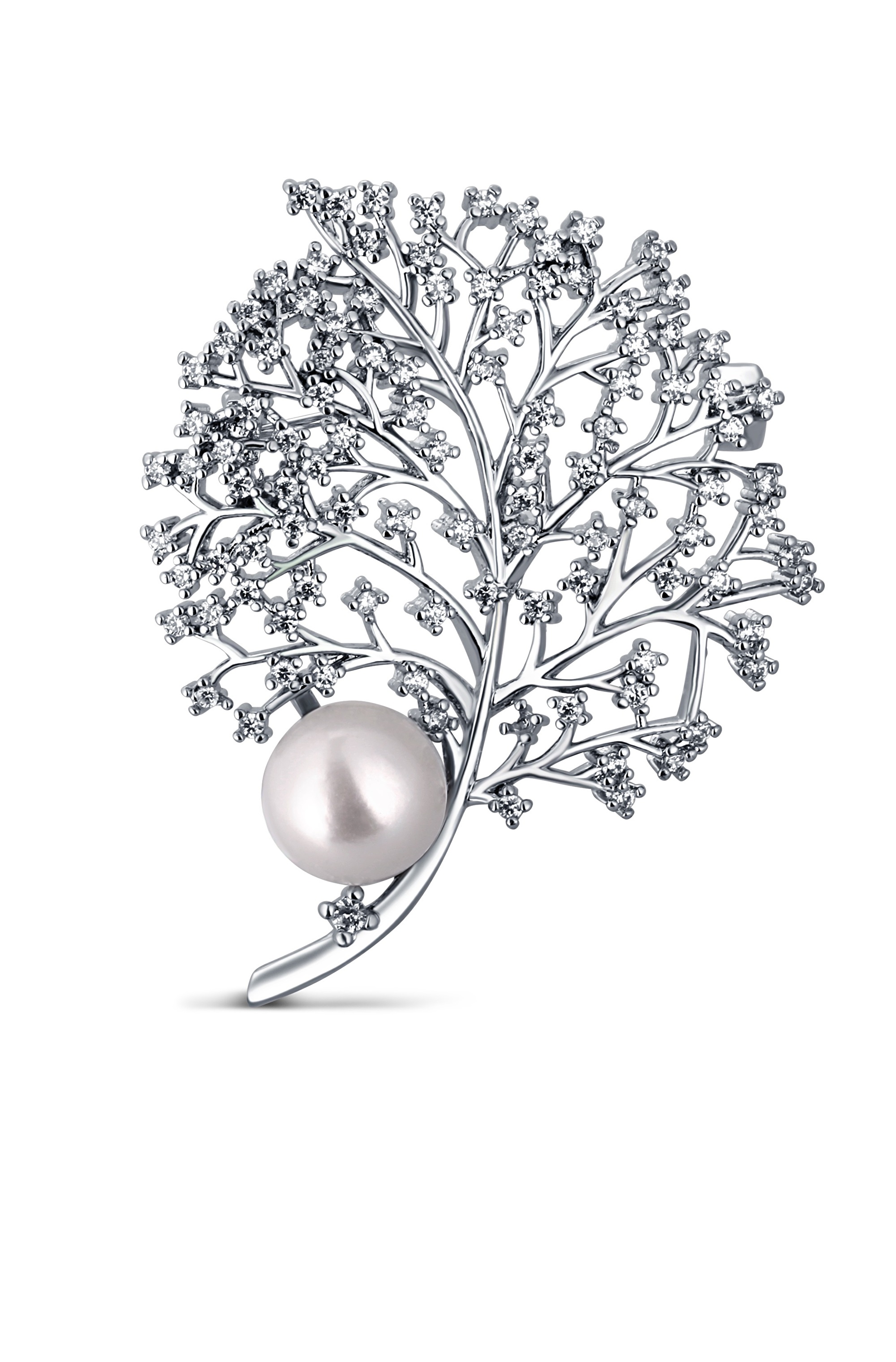 JwL Luxury Pearls Elegantná perlová brošňa so zirkónmi JL0791