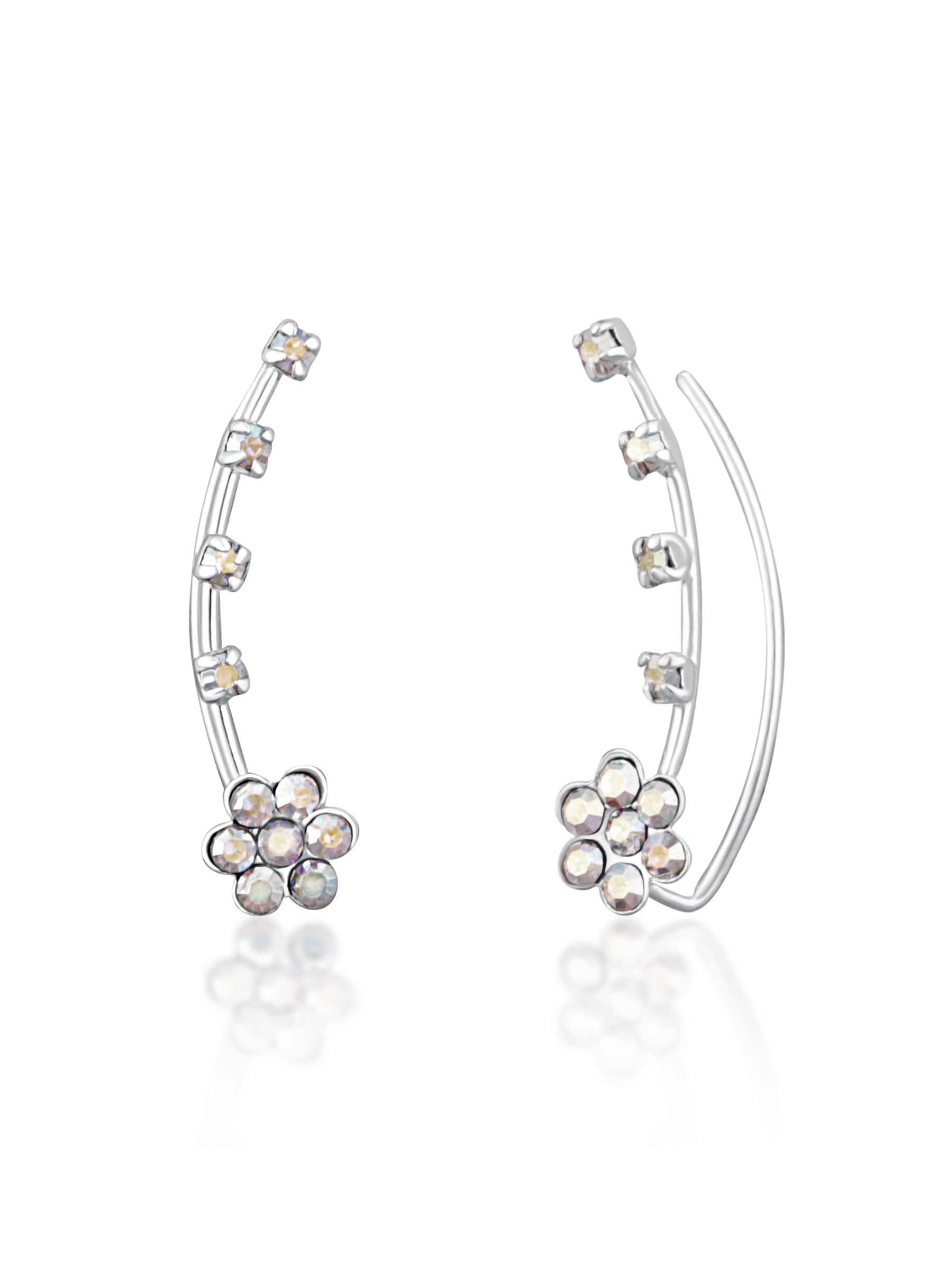 JwL Luxury Pearls -  Květinové podélné náušnice s krystaly JL0722