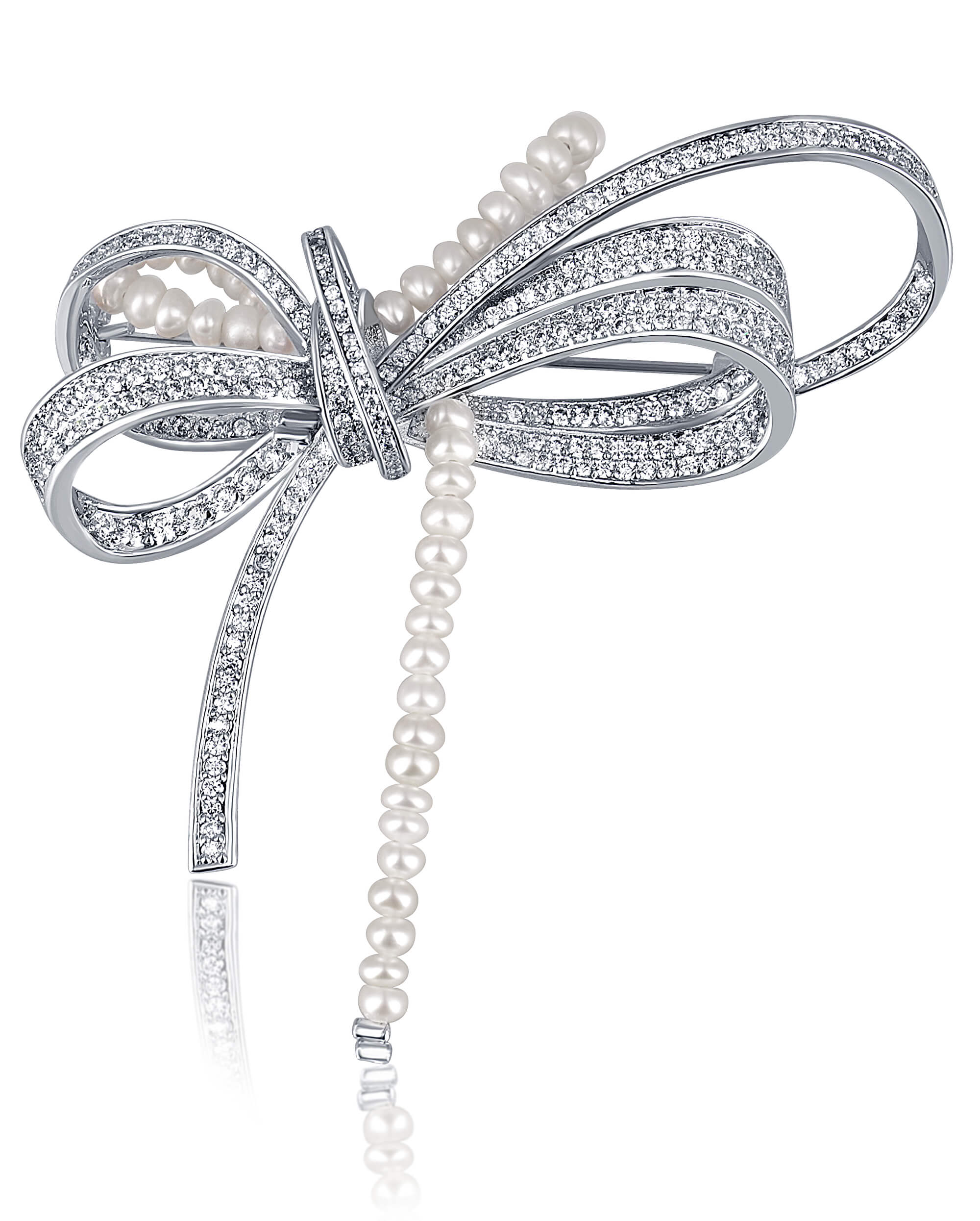 JwL Luxury Pearls Luxusní dámská brož s perličkami 2v1 Mašle JL0666
