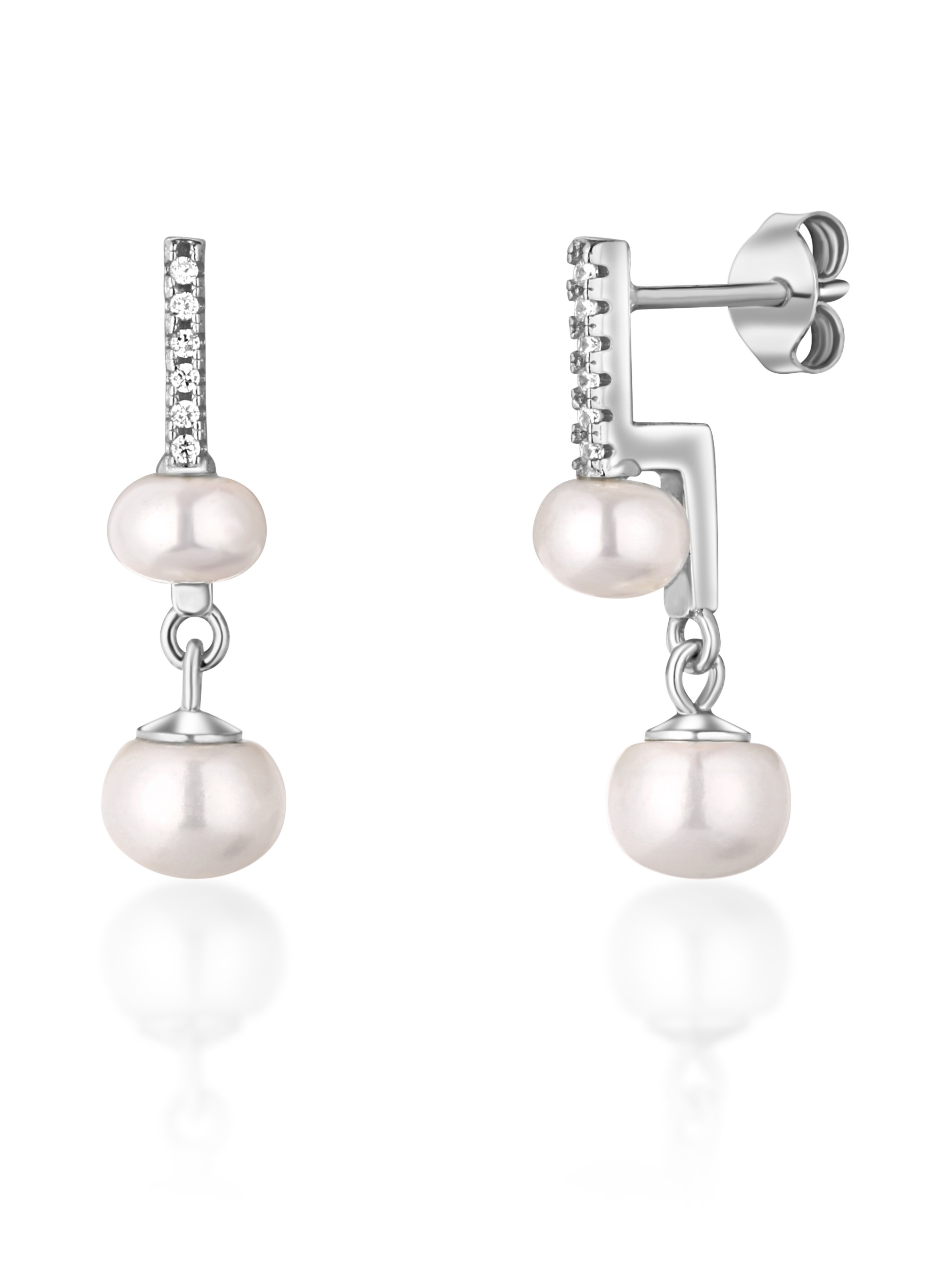 JwL Luxury Pearls Nápadité strieborné náušnice s pravými perlami a zirkónmi JL0773