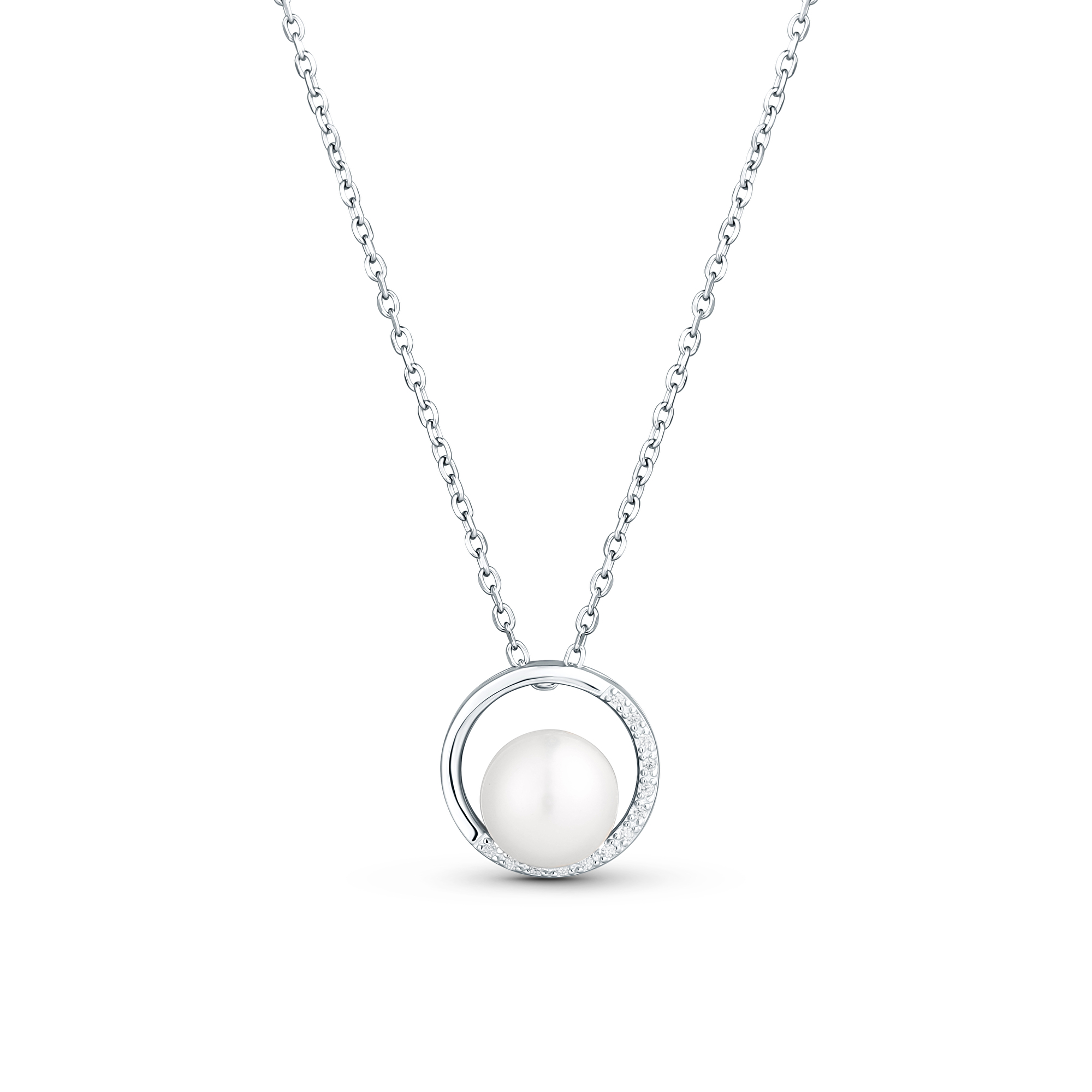 JwL Luxury Pearls Nežný náhrdelník so zirkónmi a pravou perlou JL0833 (retiazka, prívesok)