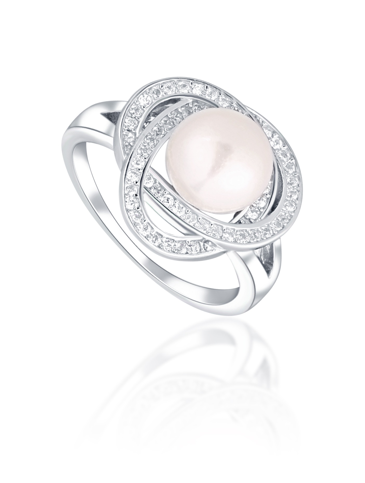 JwL Luxury Pearls Očarujúce prsteň s pravou perlou a zirkónmi JL0759 54 mm