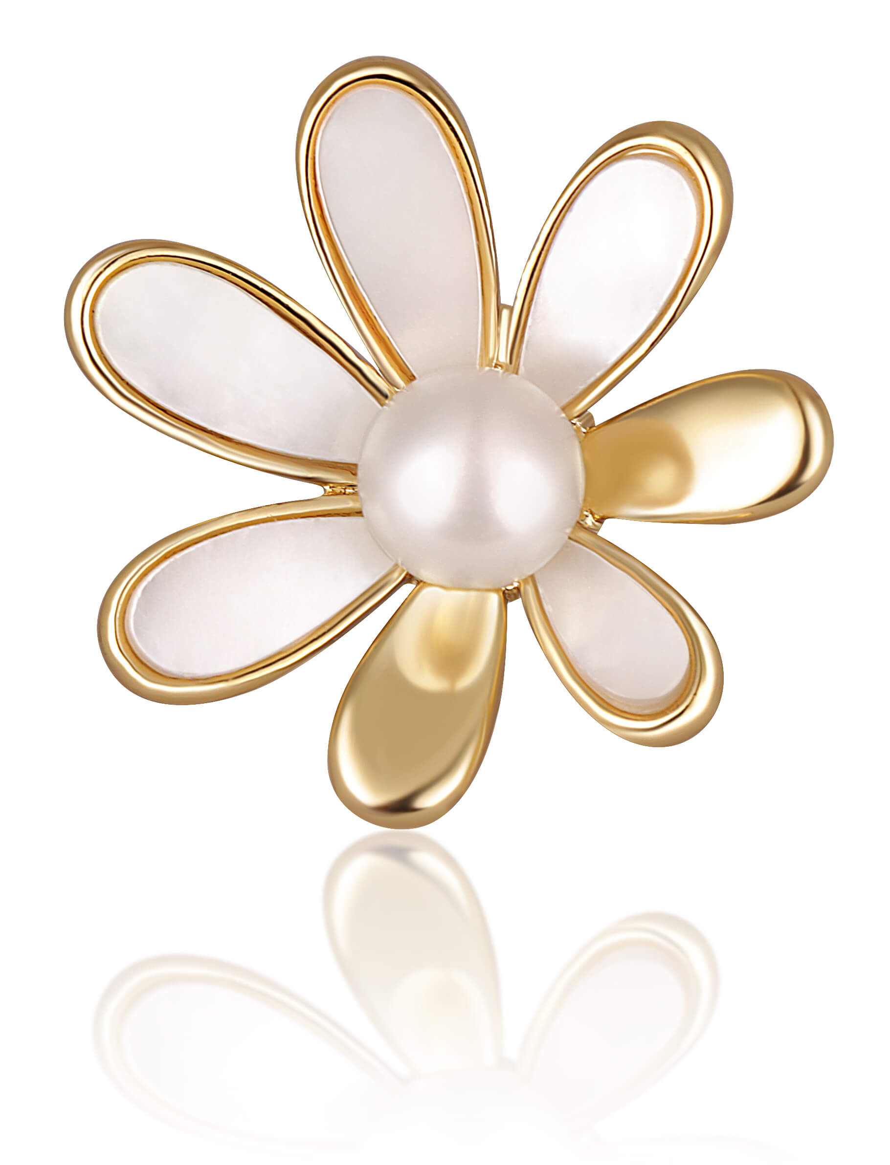 JwL Luxury Pearls -  Pozlacená brož 2v1 s pravou bílou perlou a perletí JL0661