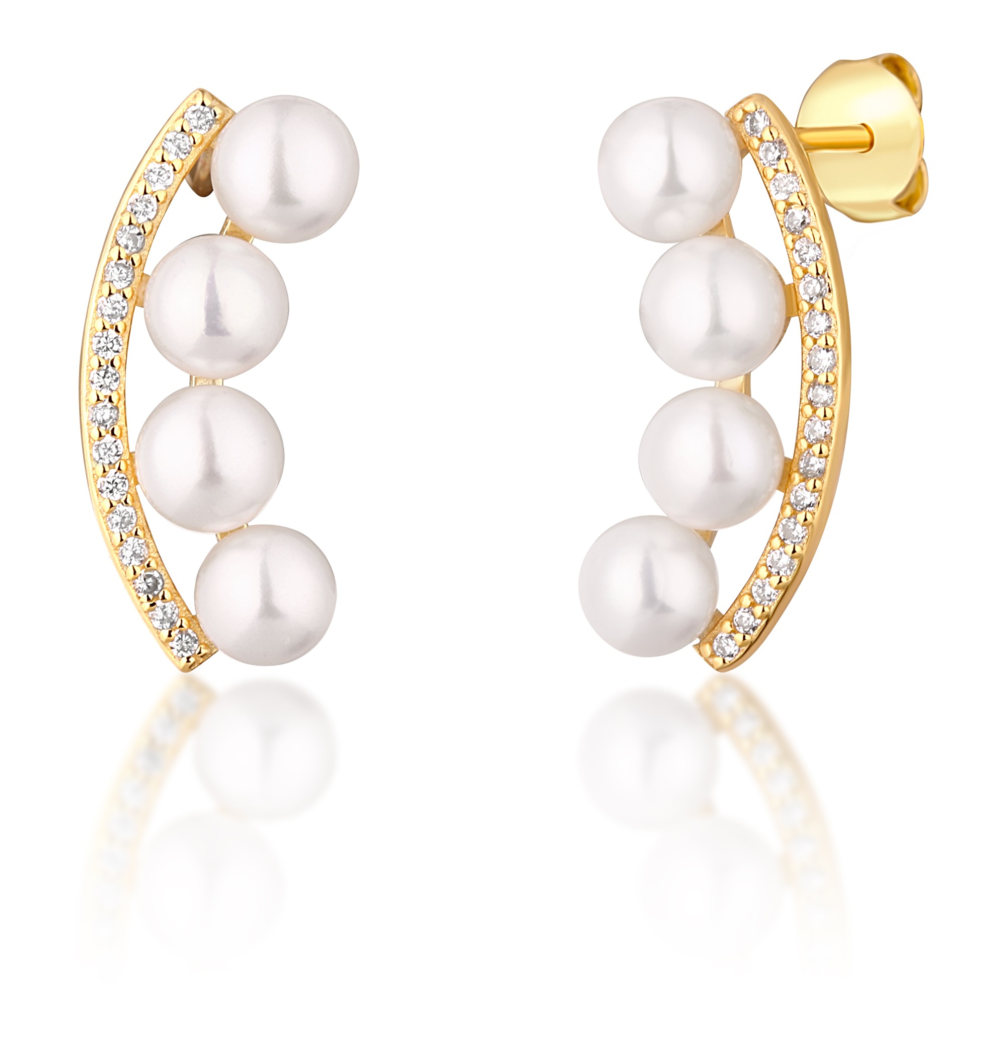 JwL Luxury Pearls Pozlátené náušnice s riečnymi perlami a zirkónmi JL0745