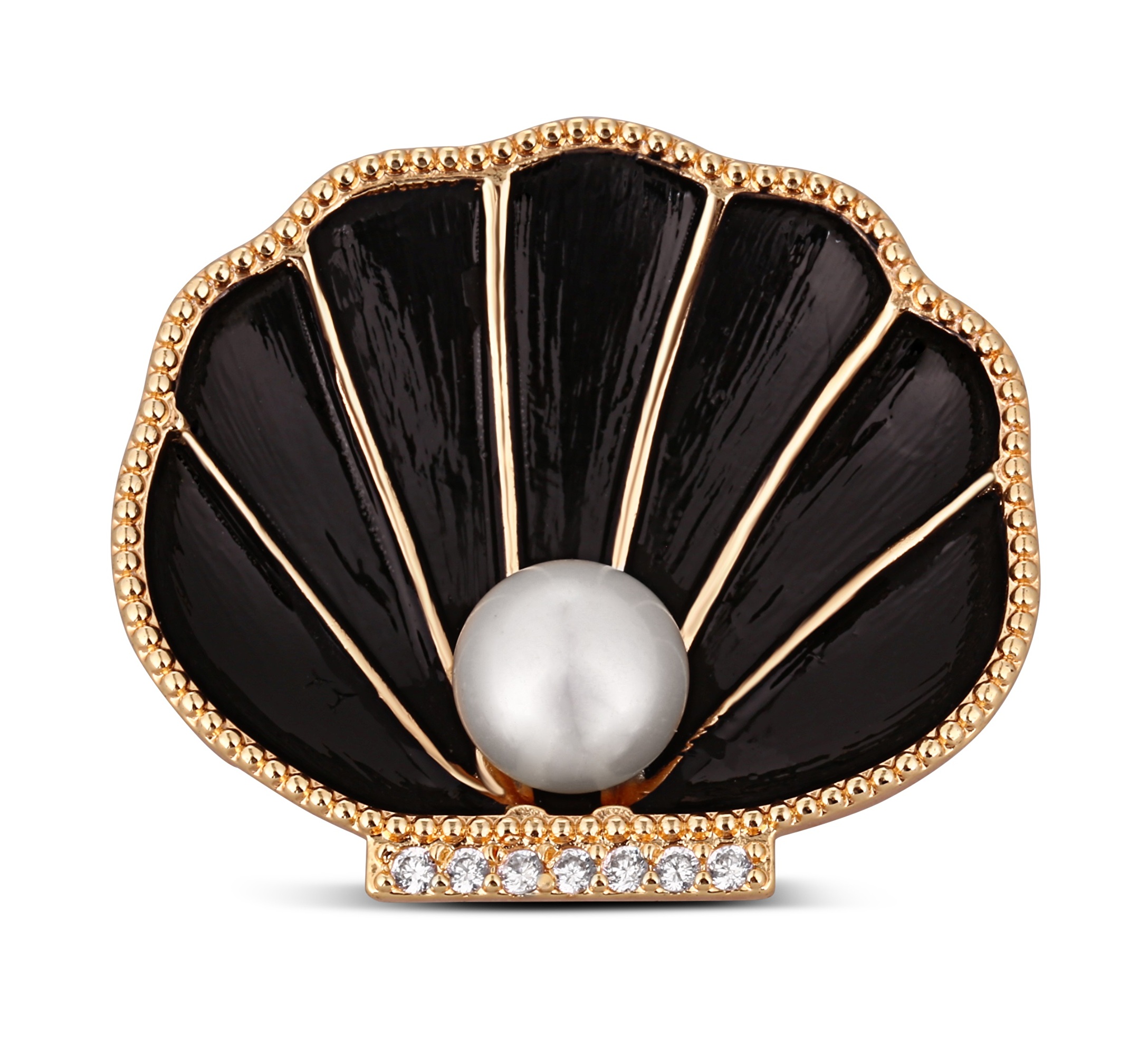 JwL Luxury Pearls Pôvabná pozlátená brošňa lastúra s perlou 2v1 JL0764