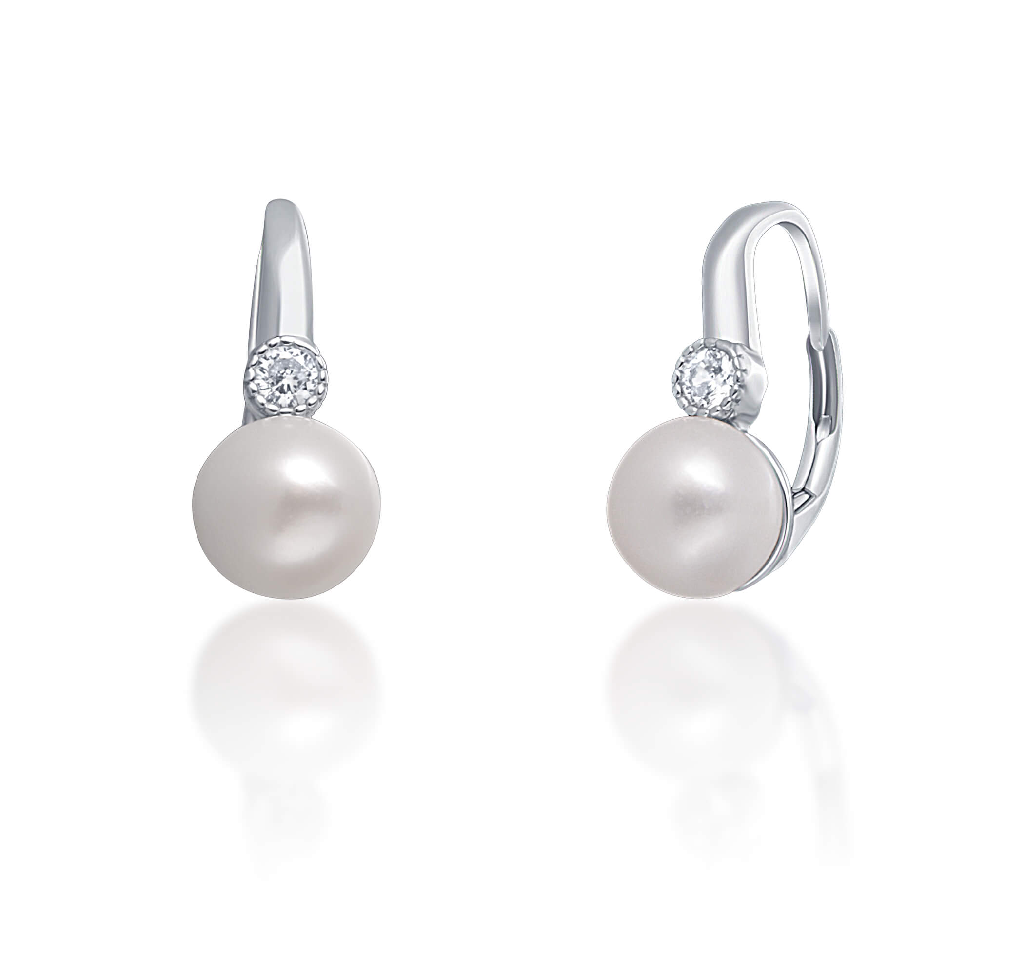 JwL Luxury Pearls Pôvabné strieborné náušnice s pravou bielou perlou JL0673