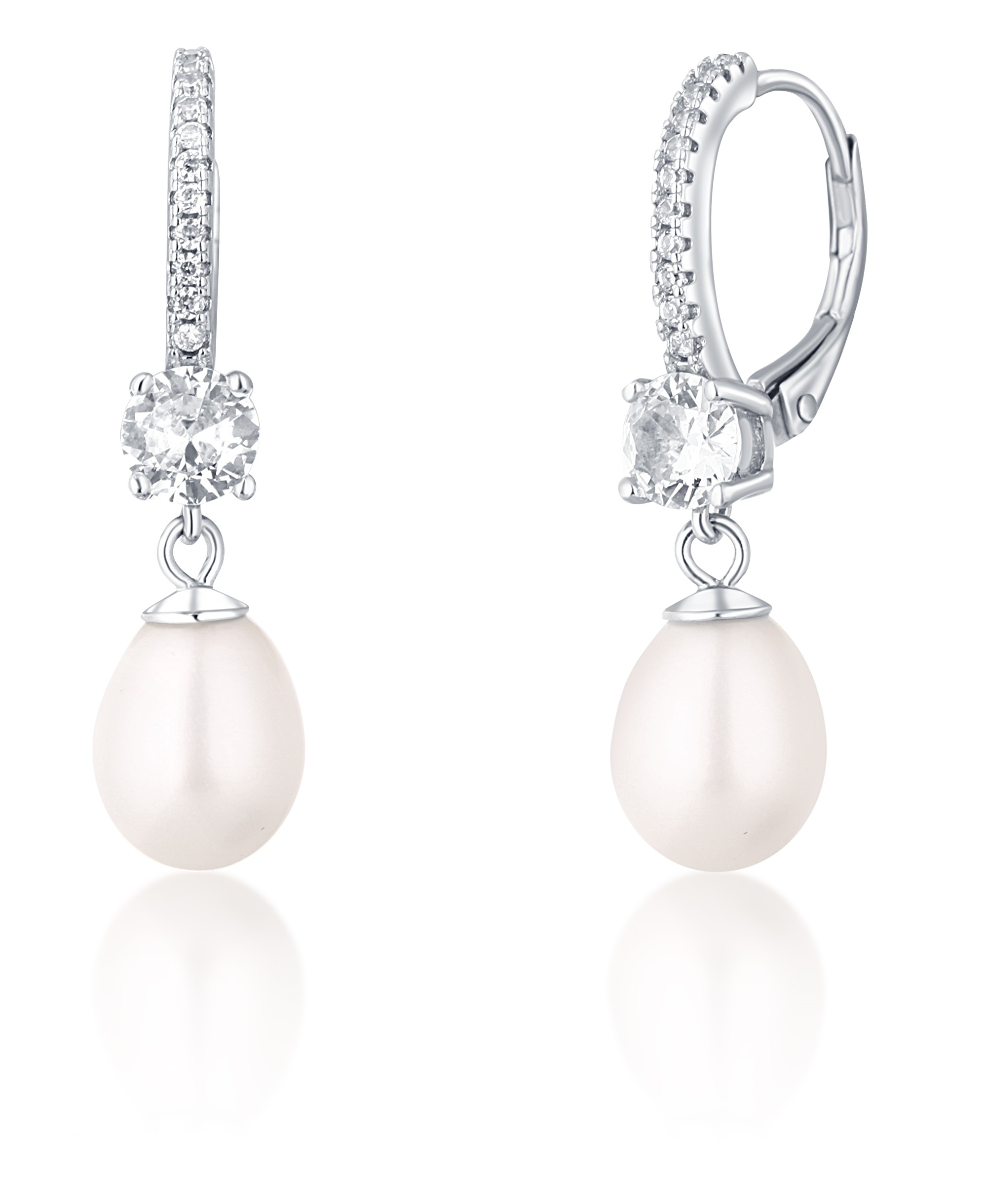 JwL Luxury Pearls Pôvabné strieborné náušnice s pravými perlami a zirkónmi JL0739