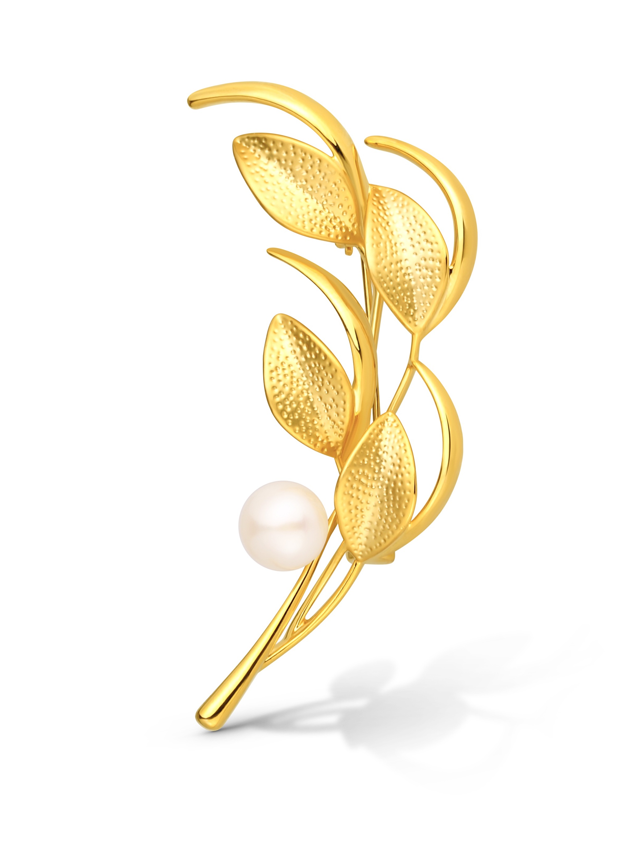 JwL Luxury Pearls Slušivá pozlátená brošňa 2v1 s pravou perlou JL0843