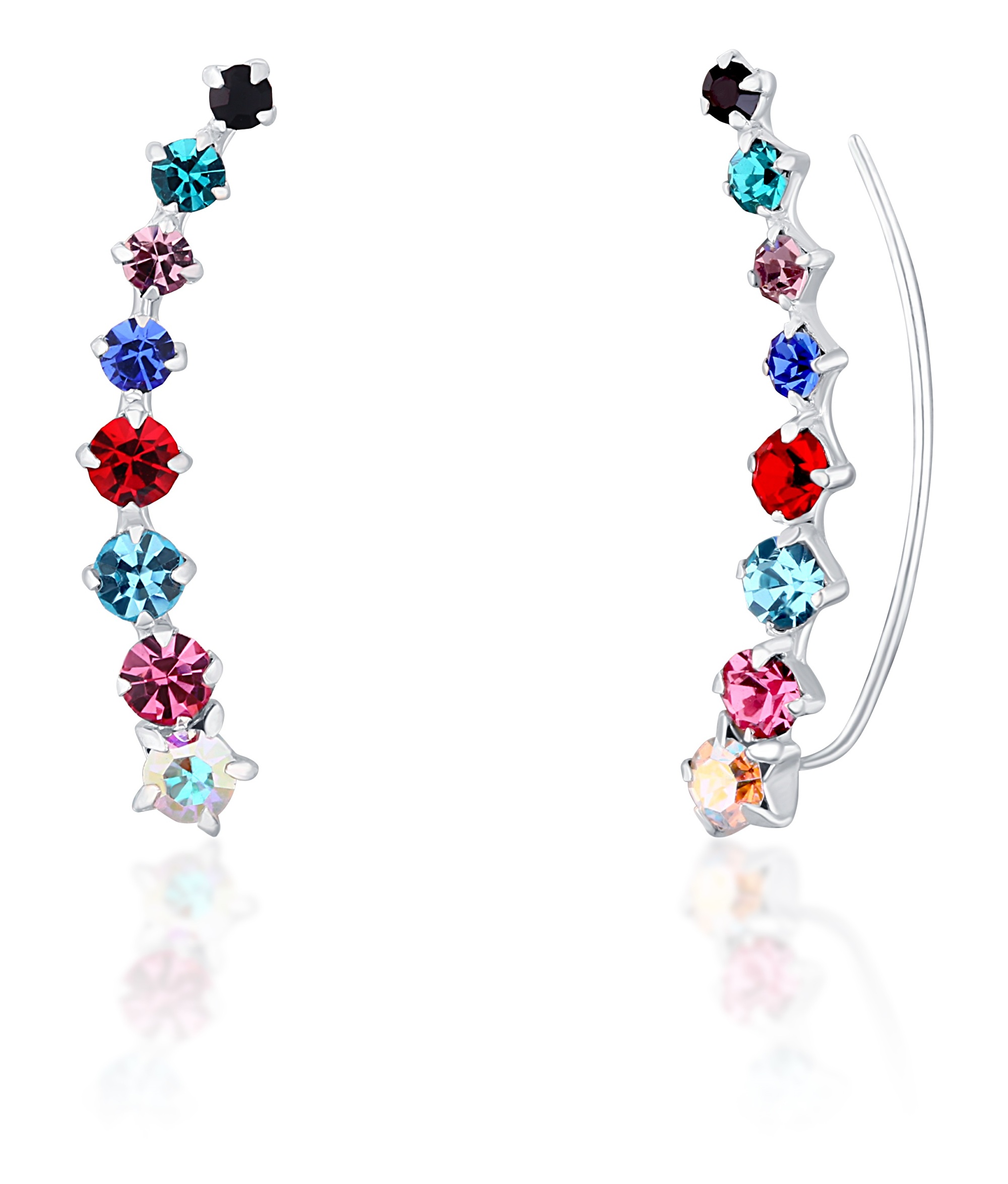 JwL Luxury Pearls Slušivé pozdĺžne náušnice s farebnými kryštálmi JL0742