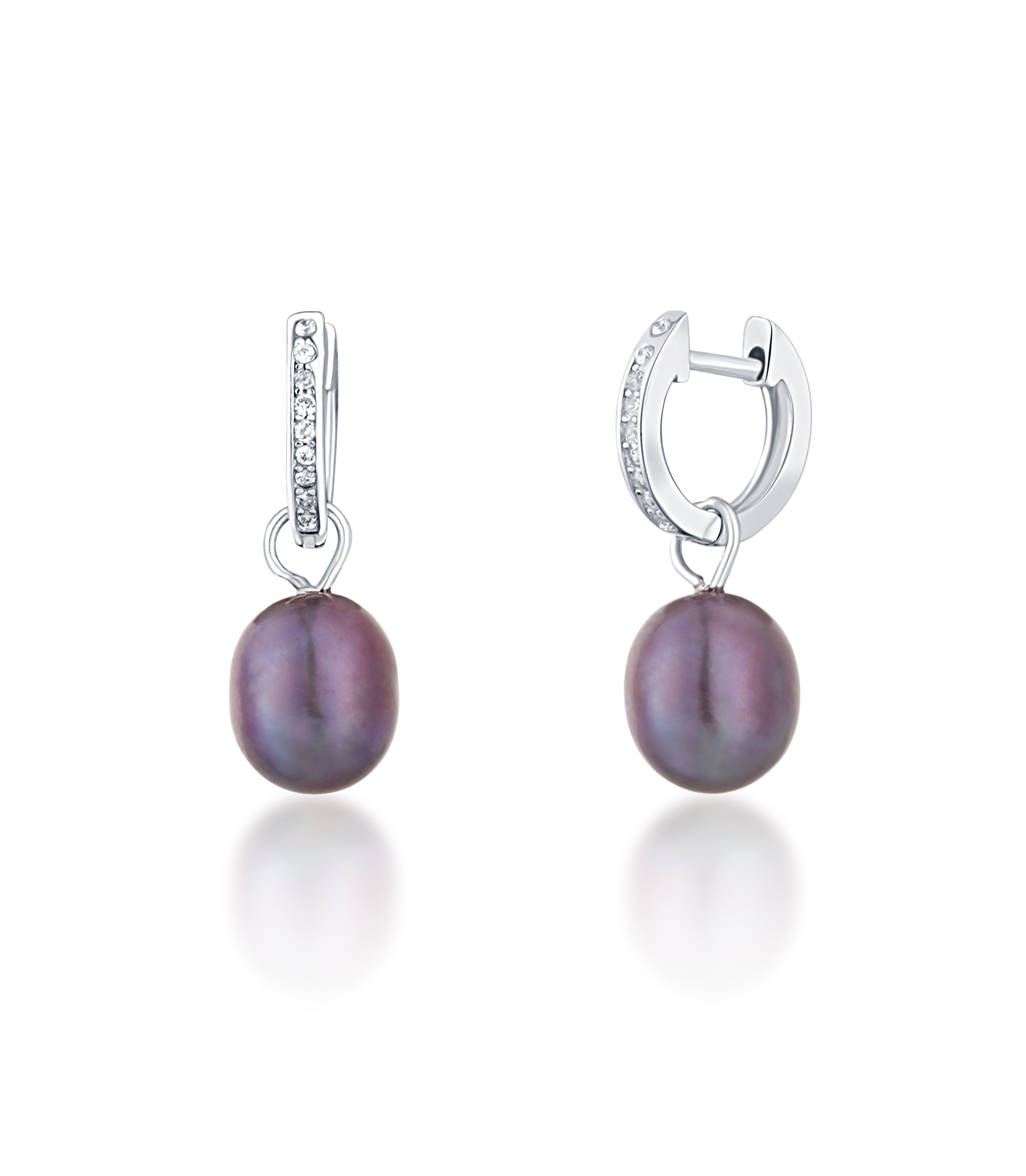 JwL Luxury Pearls Stříbrné kruhové náušnice á la vévodkyně Kate s pravou perlou a zirkony 3v1 JL0733