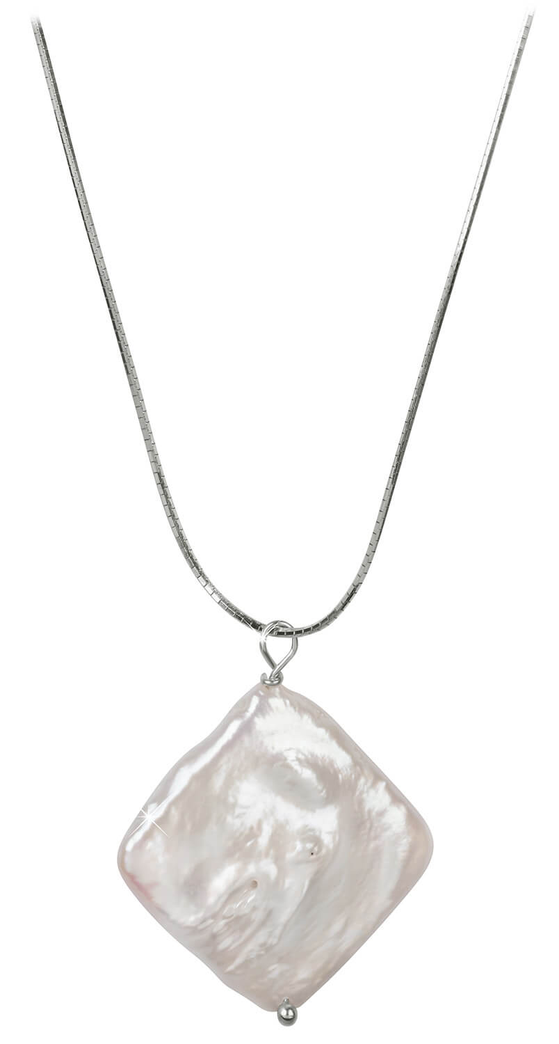 JwL Luxury Pearls -  Stříbrný náhrdelník s pravou perlou JL0392 (řetízek, přívěsek)