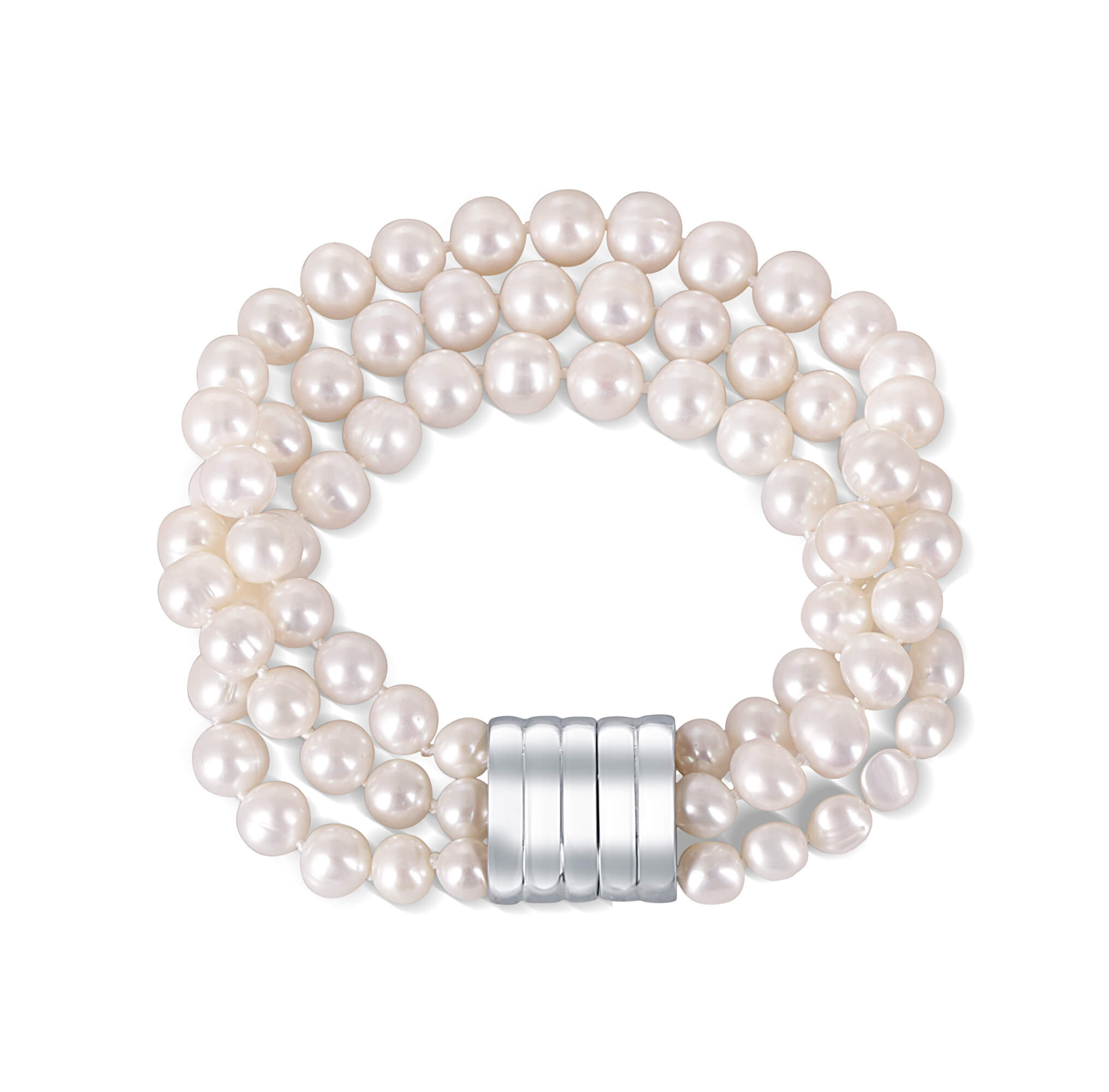 JwL Luxury Pearls -  Třířadý náramek z pravých bílých perel JL0668