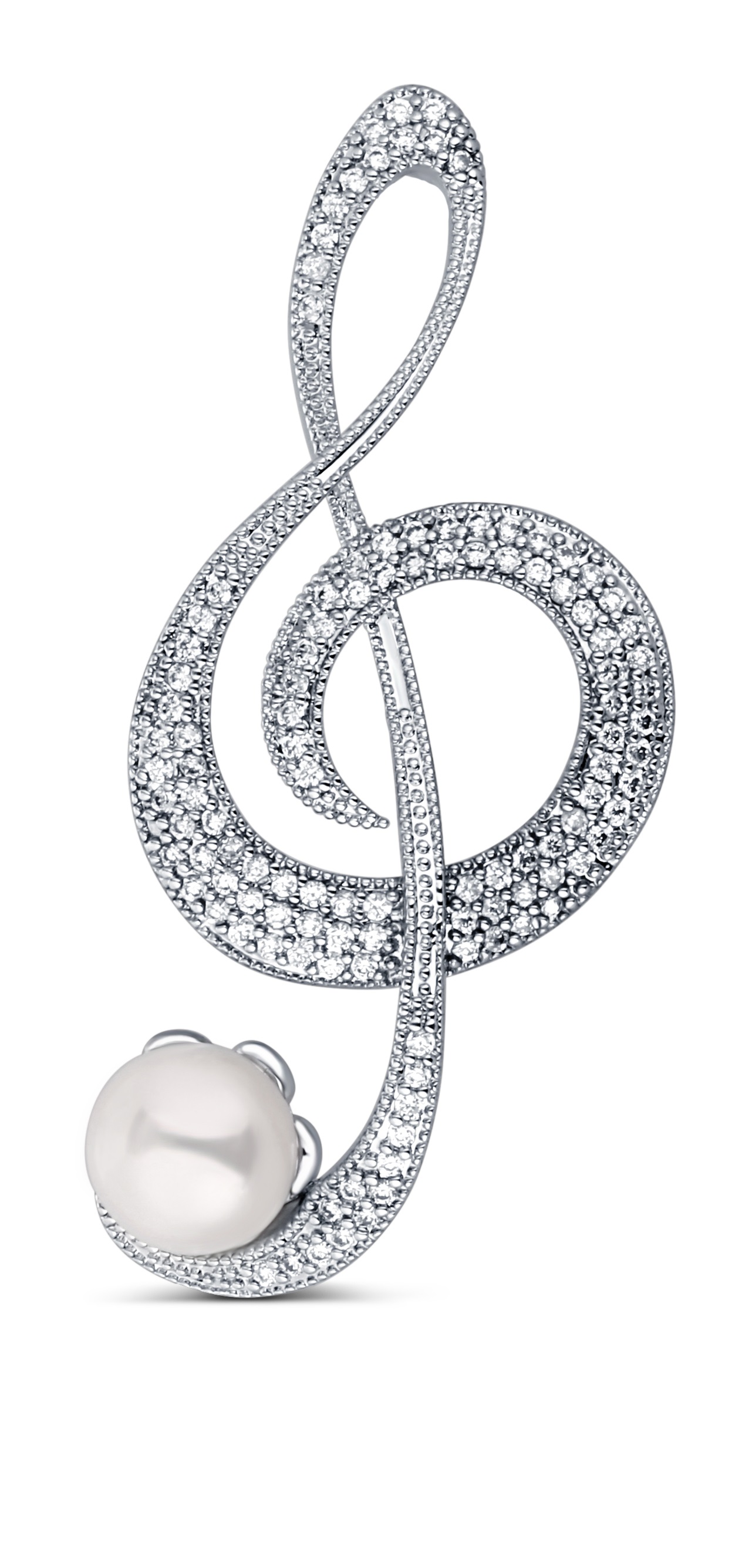 JwL Luxury Pearls Trblietavá perlová brošňa Husľový kľúč JL0793