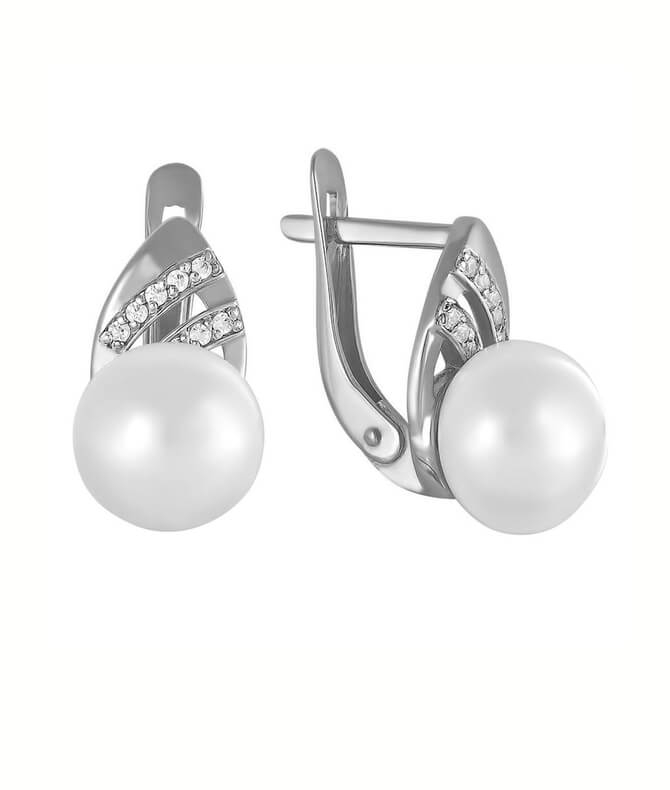 JVD Elegantní stříbrné náušnice se zirkony a perlami SVLE0992XH2P100