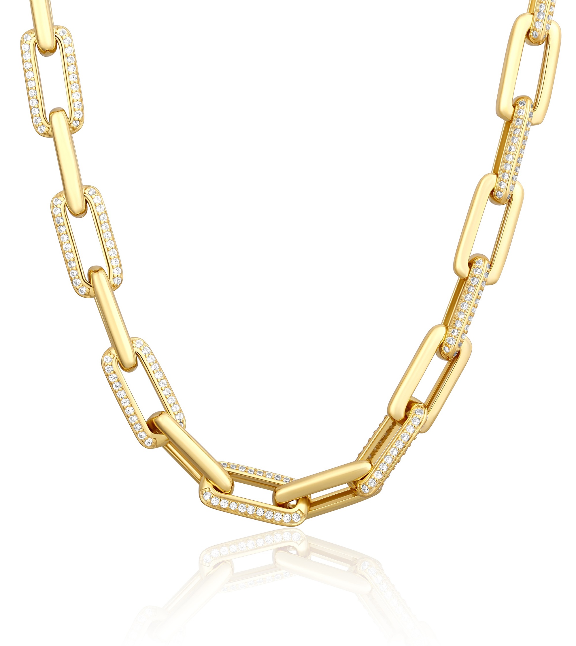 JVD Nepřehlédnutelný pozlacený náhrdelník se zirkony SVLN0584SJ4GO45