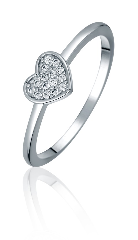JVD Romantický stříbrný prsten se srdíčkem SVLR0980X61BI 48 mm