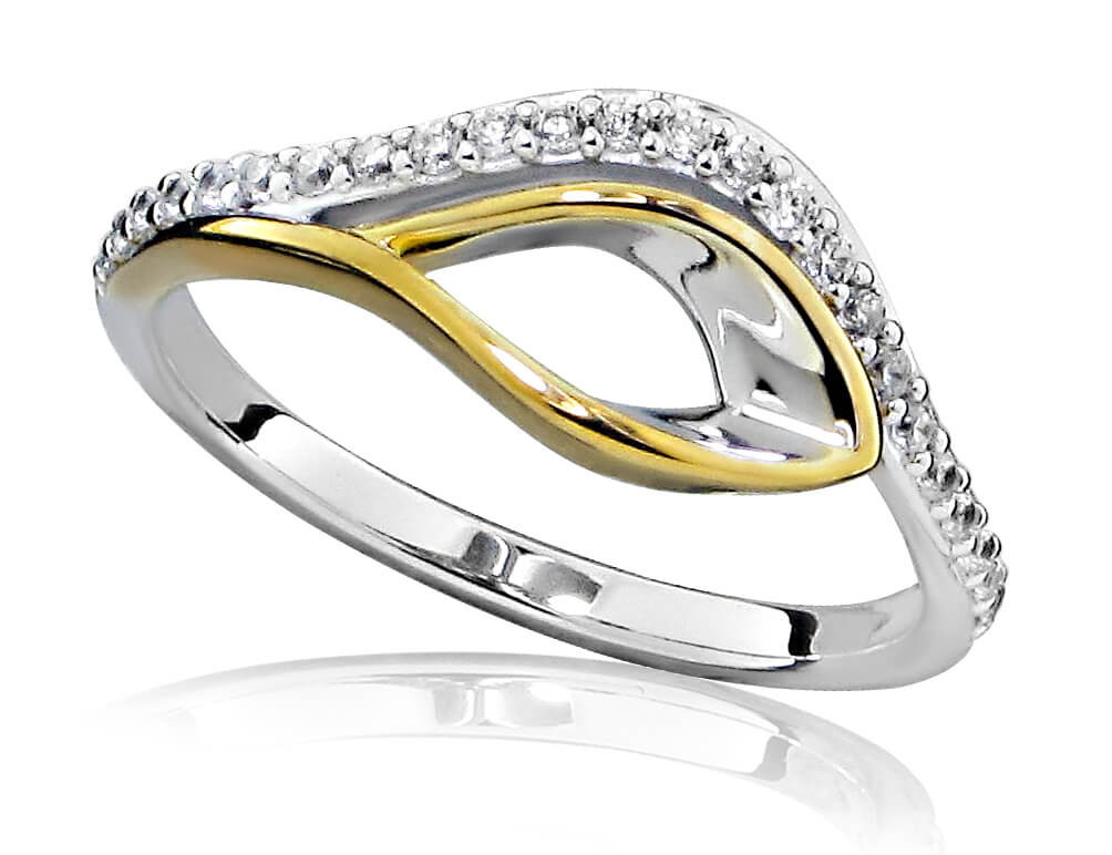 JVD -  Stříbrný bicolor prsten se zirkony SVLR0246SH8BK 58 mm