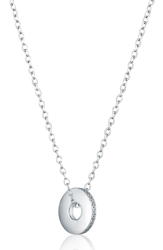 JVD Stříbrný náhrdelník se zirkony Kruh SVLN0709S75BI45