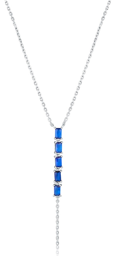JVD -  Stříbrný náhrdelník s modrými zirkony SVLN0710S75M145