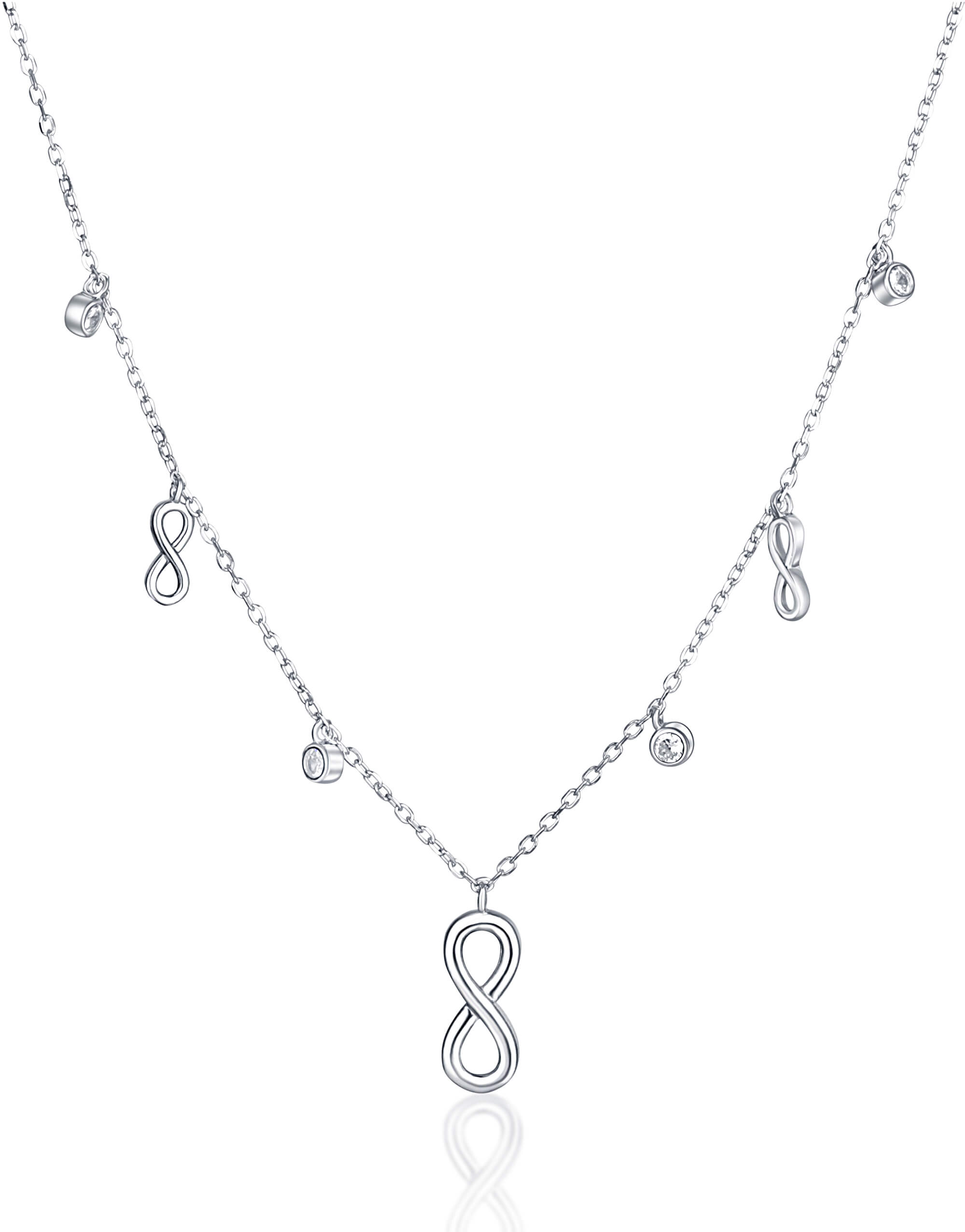 JVD Strieborný náhrdelník so symbolmi Nekonečno SVLN0144XH2BI42