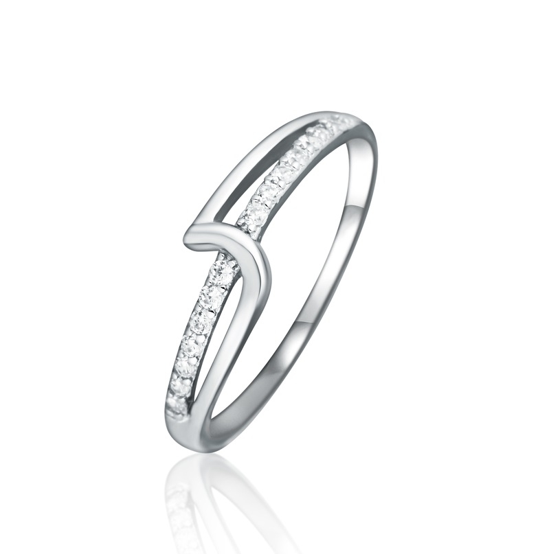 JVD Stylový stříbrný prsten se zirkony SVLR0885X75BI 52 mm