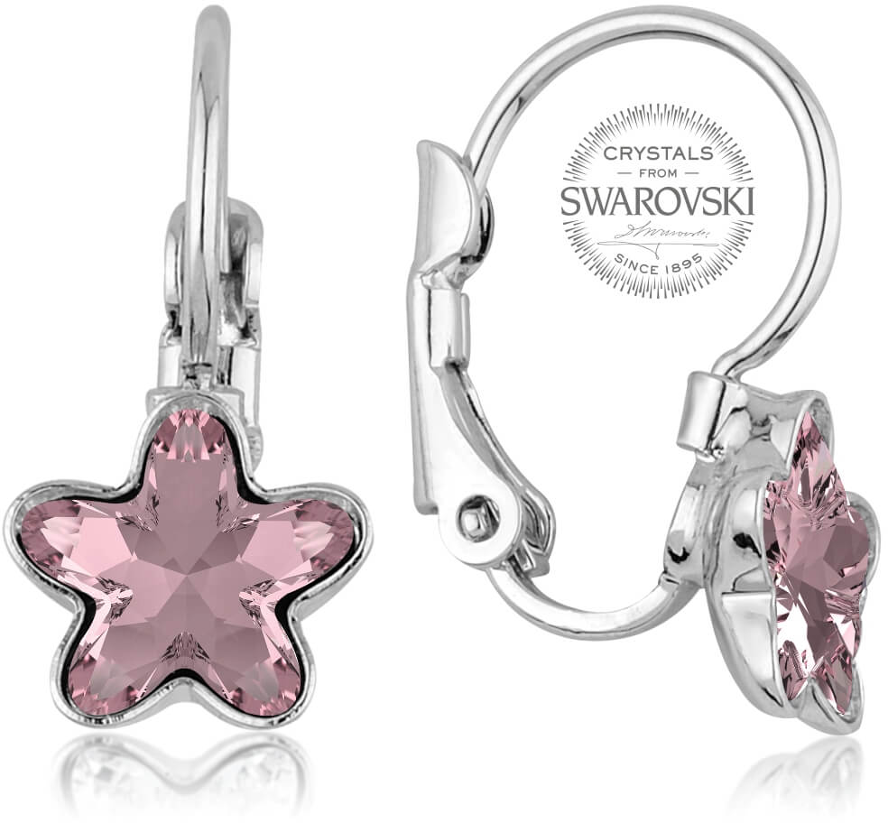 Levien -  Dívčí náušnice s růžovým krystalem STARBLOOM