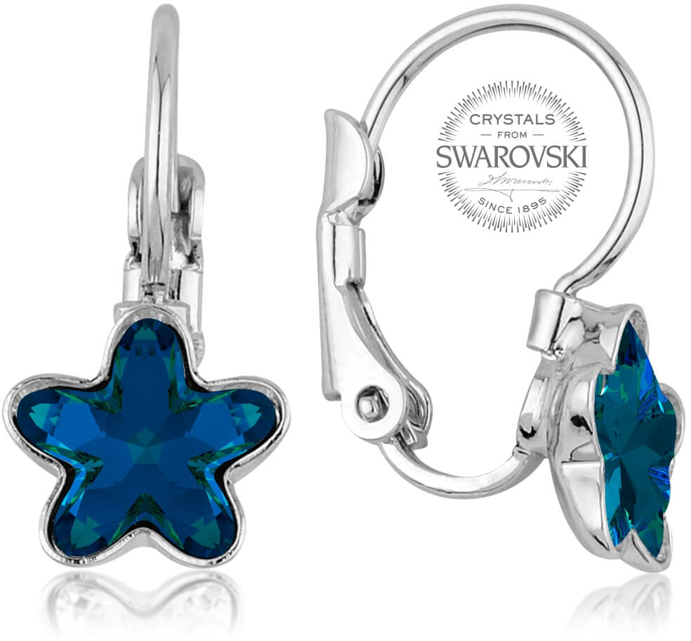 Levien -  Dívčí náušnice s modrým krystalem STARBLOOM