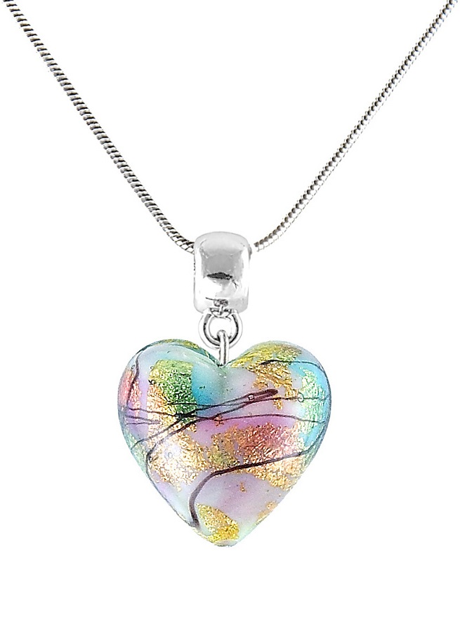 Lampglas -  Duhový náhrdelník Rainbow Fairy s 24karátovým zlatem v perle Lampglas -  NLH28