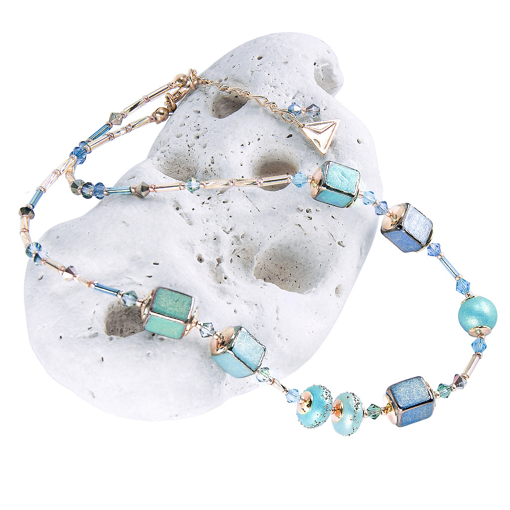 Lampglas Elegantní náhrdelník Turquoise Beauty z perel Lampglas NCU51