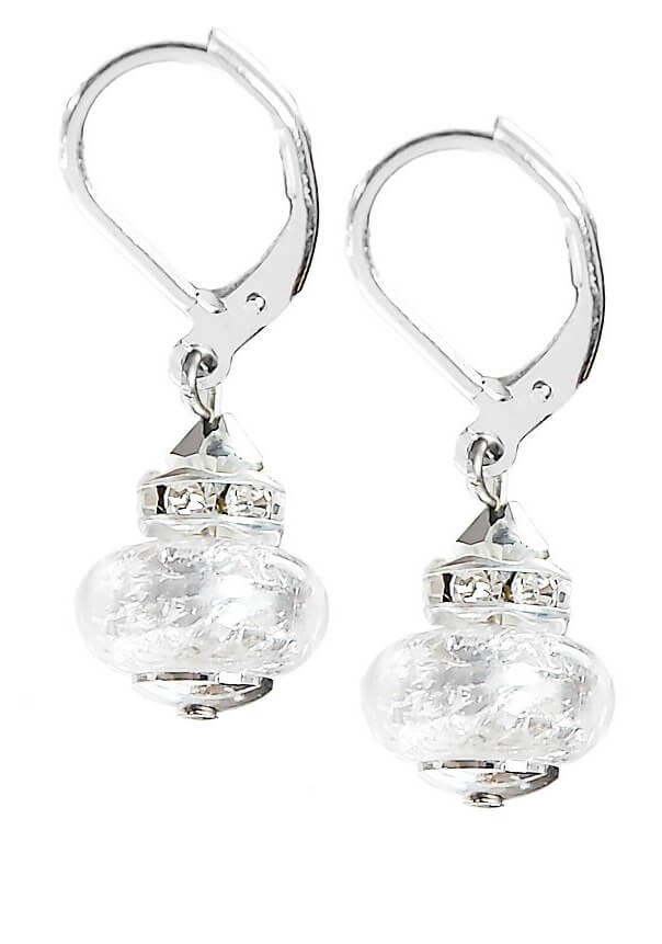 Lampglas -  Elegantní náušnice White Beauty s ryzím stříbrem v perlách Lampglas -  ESH1