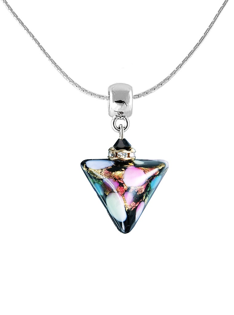 Lampglas Krásny náhrdelník Crazy Triangle s 24-karátovým zlatom v perle Lampglas