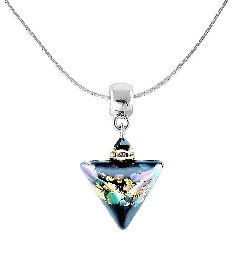 Lampglas -  Krásný náhrdelník Night Flower Triangle s 24karátovým zlatem v perle Lampglas -  NTA3