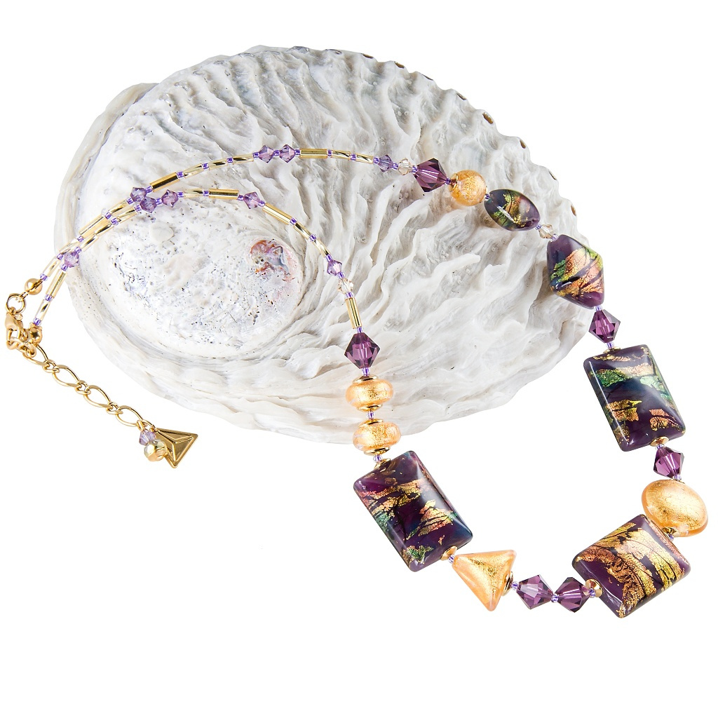 Lampglas Luxusní náhrdelník My Art s 24karátovým zlatem v perlách Lampglas NRO13