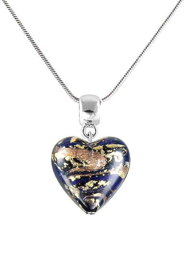 Lampglas Magický náhrdelník Egyptian Heart s 24-karátovým zlatom v perle Lampglas NLH26