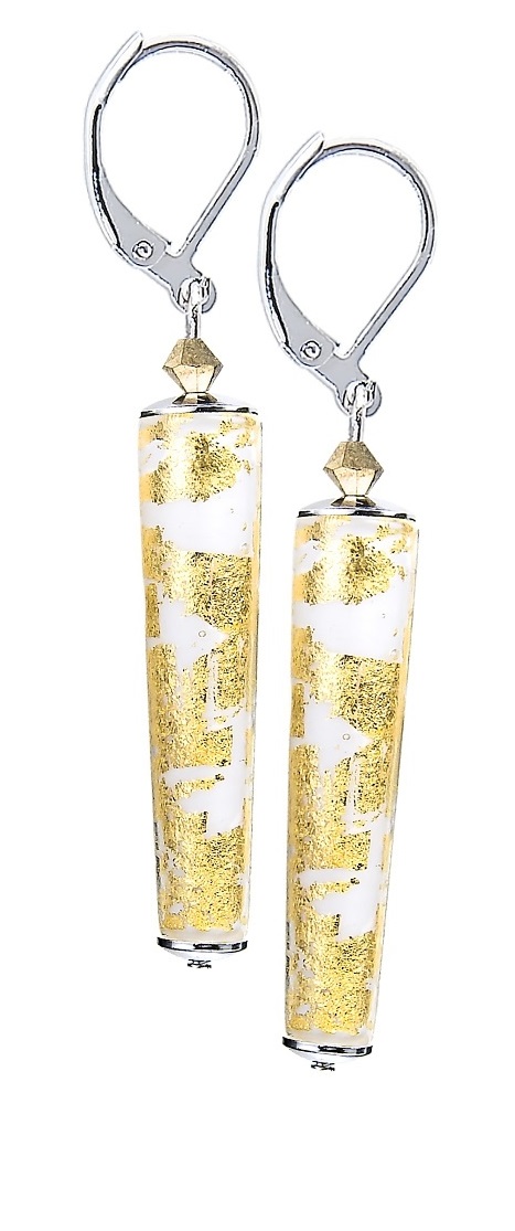Lampglas -  Něžné náušnice Golden Swan s 24karátovým zlatem v perlách Lampglas -  EKR10