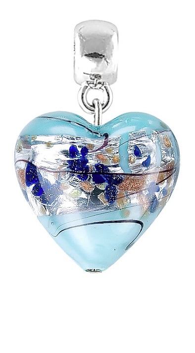 Lampglas -  Půvabný přívěsek Ice Heart s ryzím stříbrem v perle Lampglas -  S29