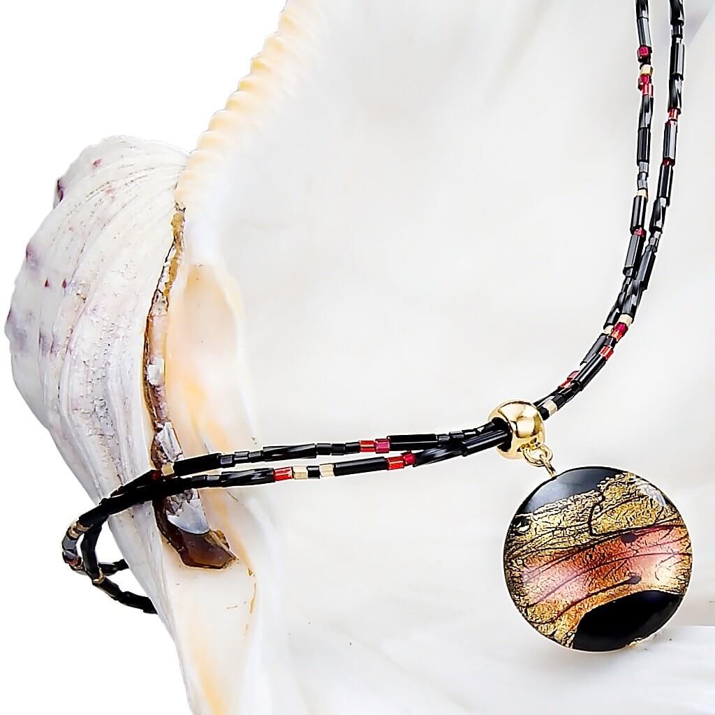 Lampglas -  Tajemný dámský náhrdelník Mystery s perlou Lampglas -  s 24karátovým zlatem NP18