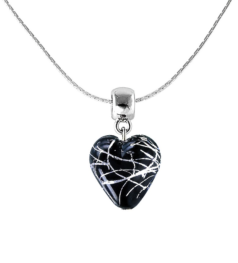Lampglas Tajomný náhrdelník Black Pearl s rýdzim striebrom v perle Lampglas NLH19