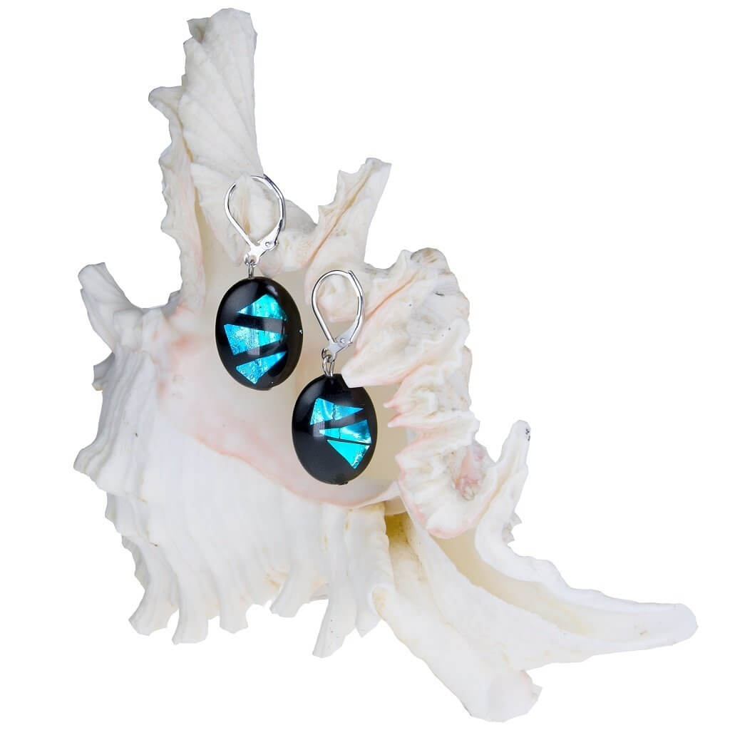 Lampglas Výrazné náušnice Turquoise Shards z perál Lampglas s rýdzim striebrom EP12