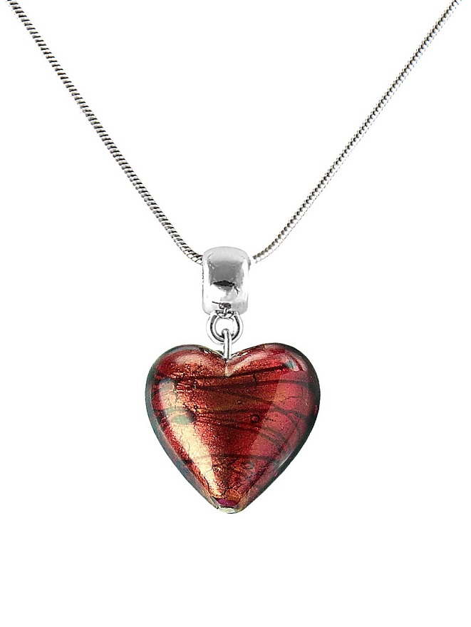 Lampglas Výrazný náhrdelník Fire Heart s 24-karátovým zlatom v perle Lampglas NLH23