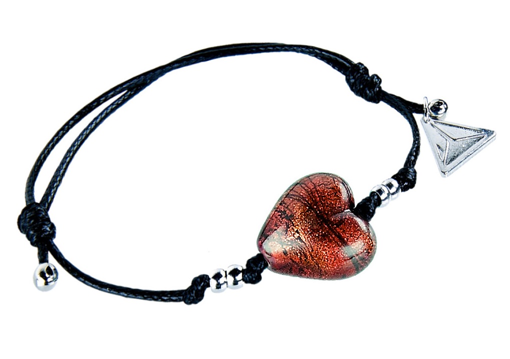 Lampglas Výrazný náramok Fire Heart s 24karátovým zlatom v perle Lampglas BLH23
