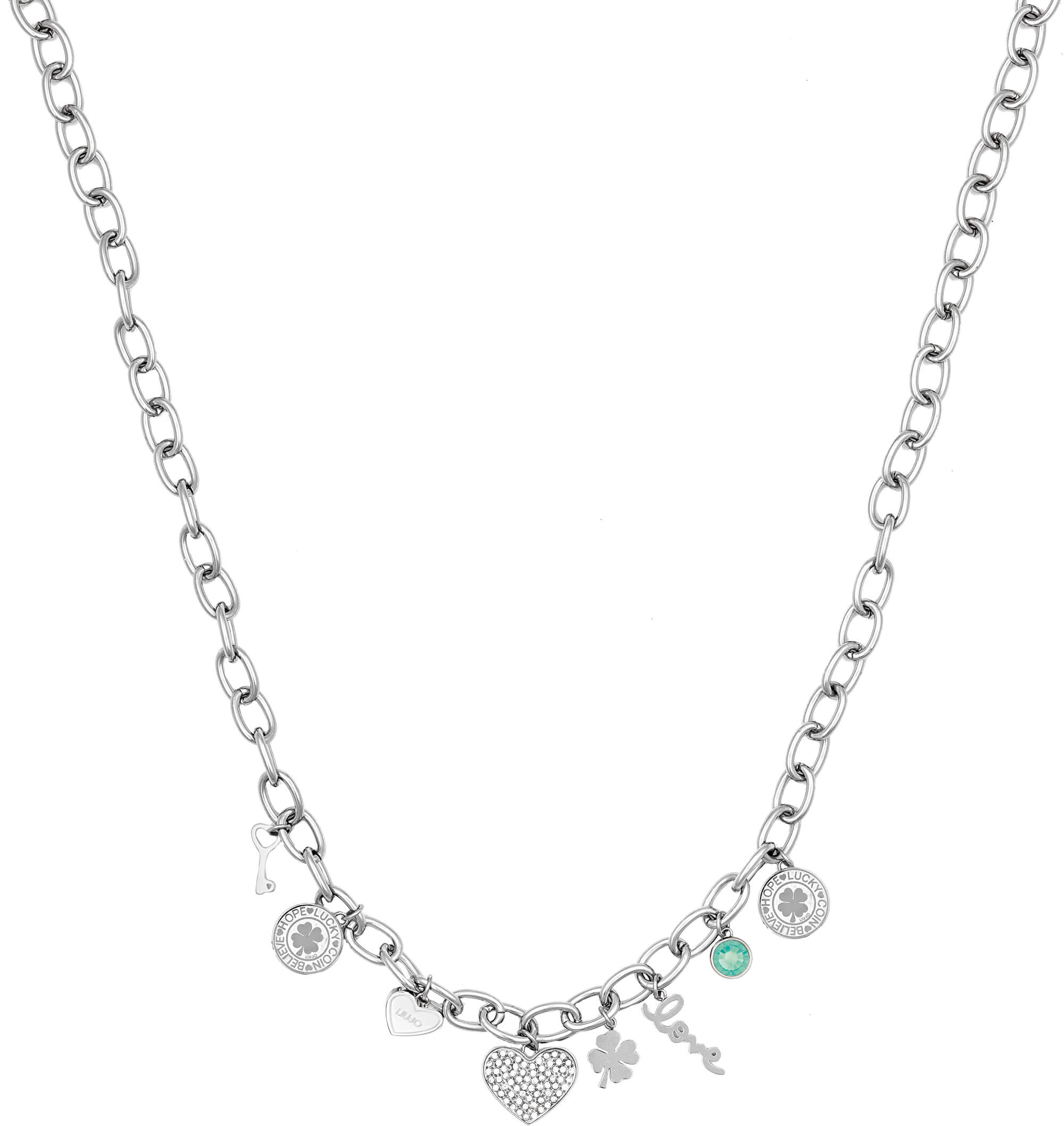 Liu Jo Ocelový náhrdelník s přívěsky LJ1417