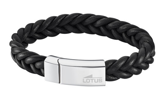 Lotus Style -  Černý kožený náramek Men Basic LS2095-2/2