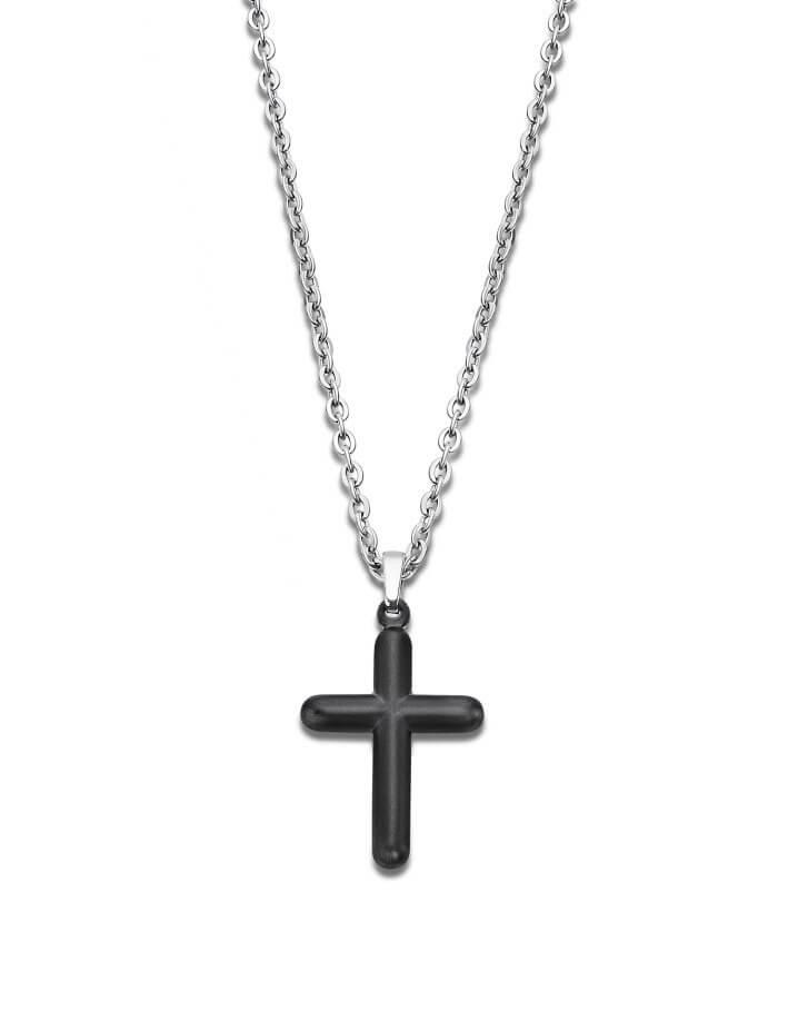Lotus Style Oceľový náhrdelník s krížikom Men in black LS2217-1 / 1