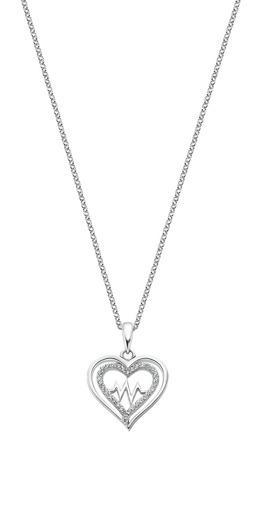 Lotus Silver Romantický strieborný náhrdelník Srdce sa zirkónmi LP3043-1 / 1