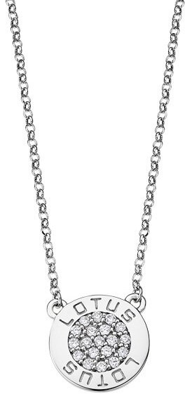 Lotus Silver -  Třpytivý stříbrný náhrdelník s čirými zirkony pro ženy LP1252-1/1